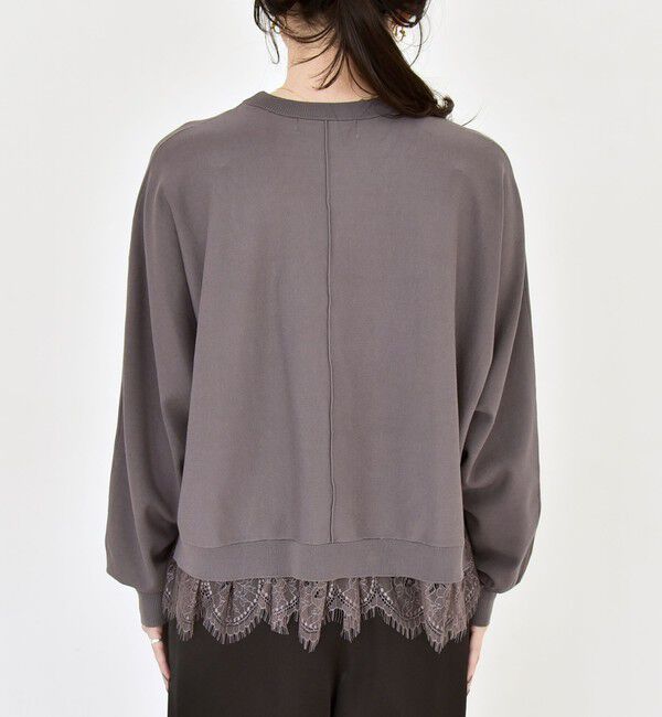 quaranciel「《予約》quaranciel:〈手洗い可能〉レース ドッキング ドルマン ニット プルオーバー」|ニット・セーター|