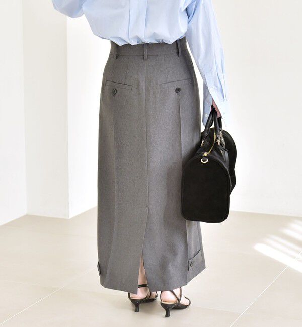 quaranciel「《予約》quaranciel :〈洗濯機可能〉ベルト デザイン Iライン ロング スカート」|スカート|