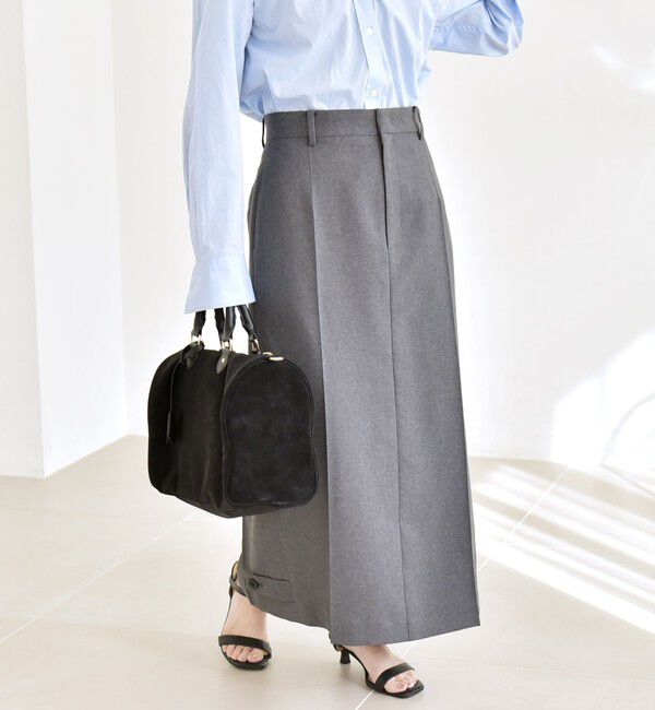 quaranciel「《予約》quaranciel :〈洗濯機可能〉ベルト デザイン Iライン ロング スカート」|スカート|