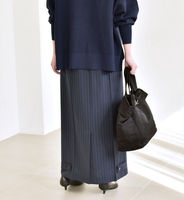 quaranciel「《予約》quaranciel :〈洗濯機可能〉ベルト デザイン Iライン ロング スカート」|スカート|