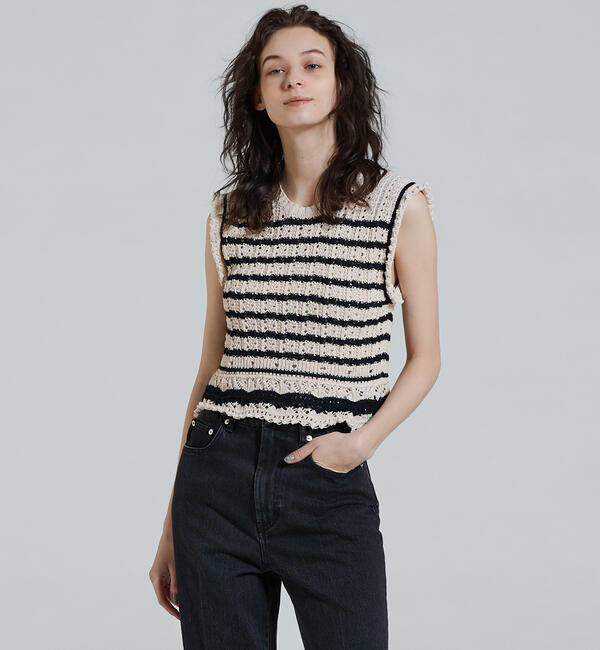 MACPHEE「コットンアイレット ノースリーブプルオーバー」|ニット・セーター|12 ホワイト系