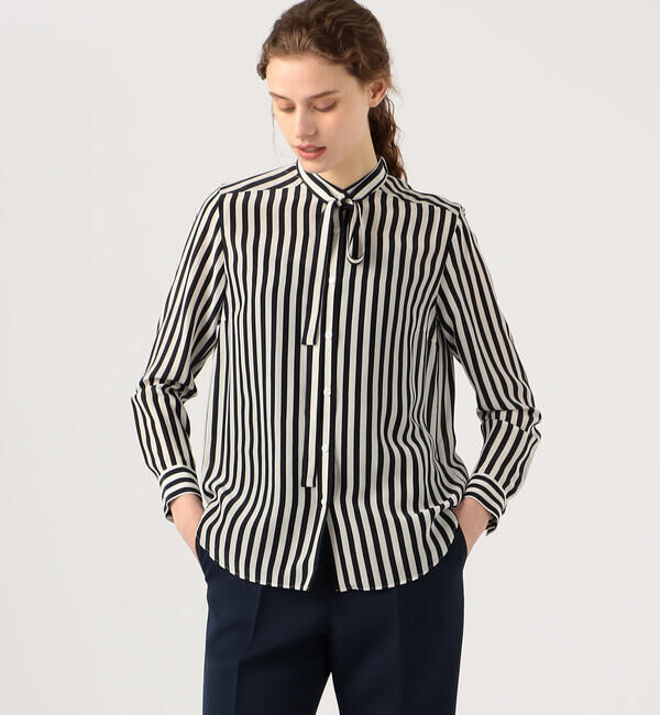 TOMORROWLAND collection「ワイドストライプ ボウタイブラウス」|シャツ・ブラウス|