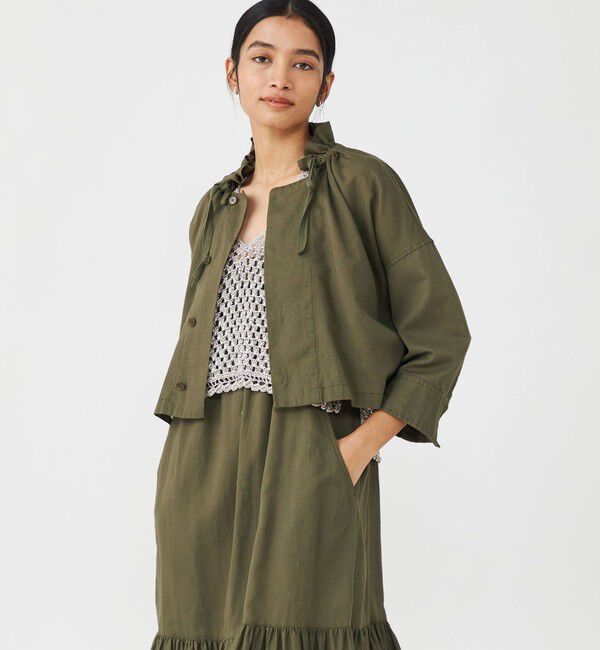 MACPHEE「コットンリネンパナマクロス ネックギャザージャケット」|その他|