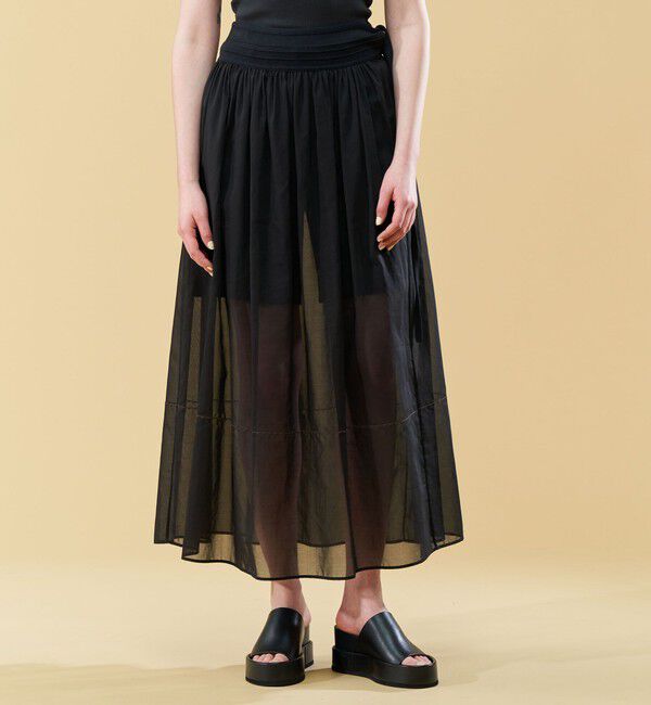 DES PRES「コットンオーガンジー 2-wayギャザースカート」|フレア|