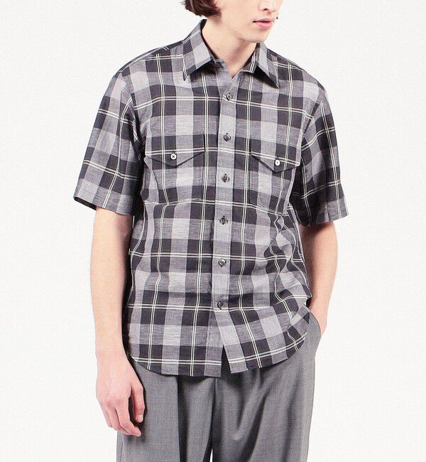 TOMORROWLAND MENS「コットンリネン マドラスチェック サファリシャツ」|シャツ・ブラウス|