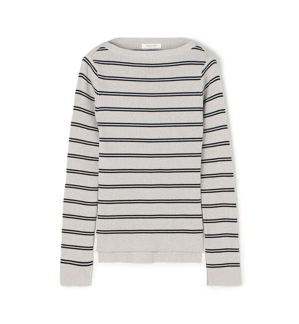 MACPHEE「コットンリブ ボートネックプルオーバー」|ニット・セーター|14 グレー系