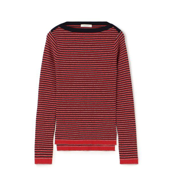 MACPHEE「コットンリブ ボートネックプルオーバー」|ニット・セーター|34 レッド系