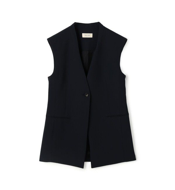 DES PRES「ライトダブルクロス ノーカラージレ」|ベスト・ジレ|69 ネイビー