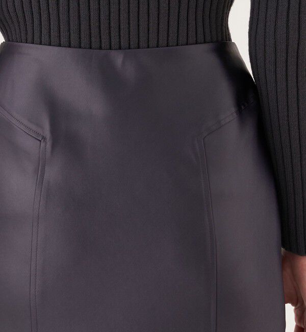 DES PRES「レザーライクサテン マーメイドマキシスカート」|フレア|