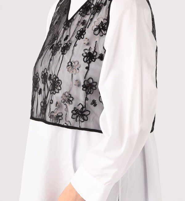 MACPHEE「メッシュスパンコール Vネックプルオーバー」|シャツ・ブラウス|