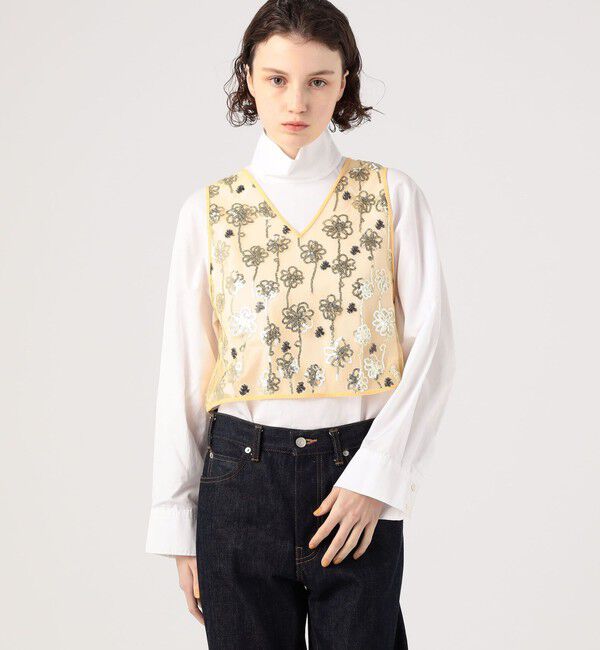 MACPHEE「メッシュスパンコール Vネックプルオーバー」|シャツ・ブラウス|