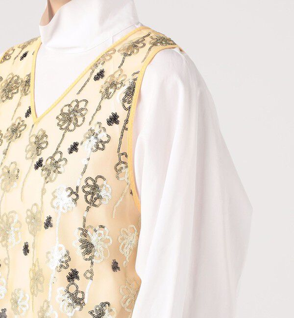 MACPHEE「メッシュスパンコール Vネックプルオーバー」|シャツ・ブラウス|