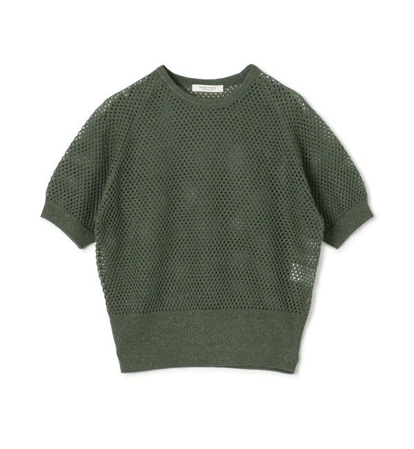 MACPHEE「リネンメッシュ ハーフスリーブプルオーバー」|ニット・セーター|57 カーキ