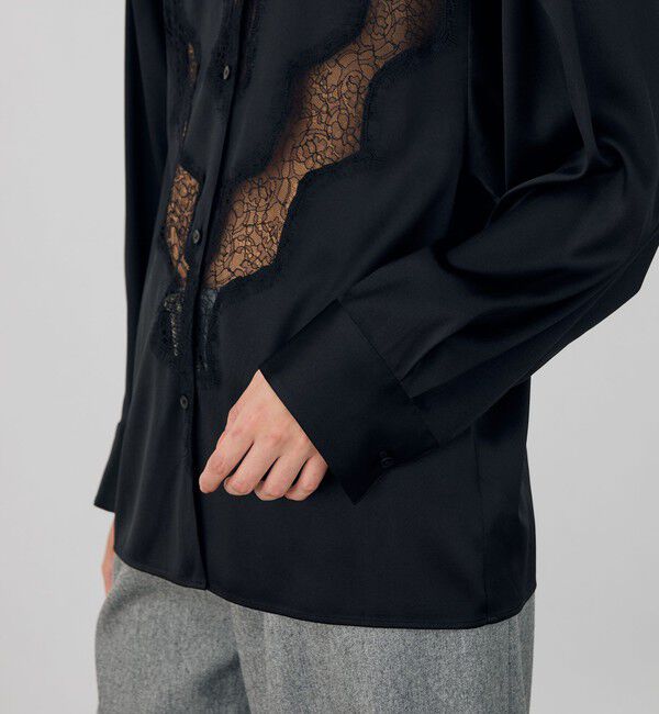 DES PRES「シルクストレッチサテン  レギュラーカラーシャツ」|シャツ・ブラウス|