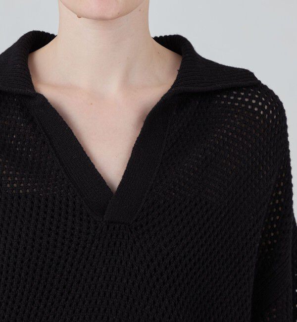 MACPHEE「【WEB・一部店舗限定】ウールメッシュ ポロプルオーバー」|ニット・セーター|