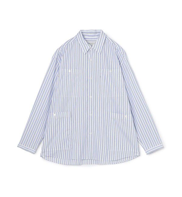 TOMORROWLAND MENS「コットン ストライプ マルチポケットシャツ」|シャツ・ブラウス|64 ブルー系