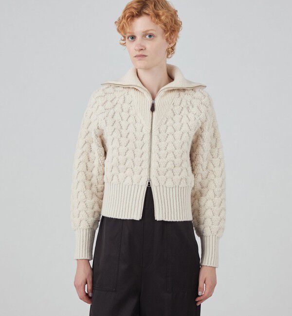 MACPHEE「ループジャカード ジップアップカーディガン」|カーディガン|