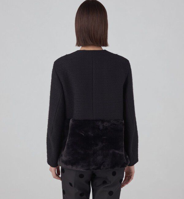 TOMORROWLAND collection「ケーブルクロス ファーペプラムコート」|ノーカラーコート|