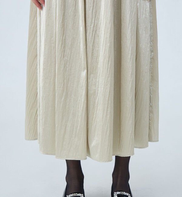 Ballsey「シャイニーコーティング ギャザーヨークロングスカート」|フレア|
