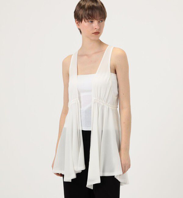 DES PRES「シルクジョーゼット ペプラムノースリーブブラウス」|シャツ・ブラウス|