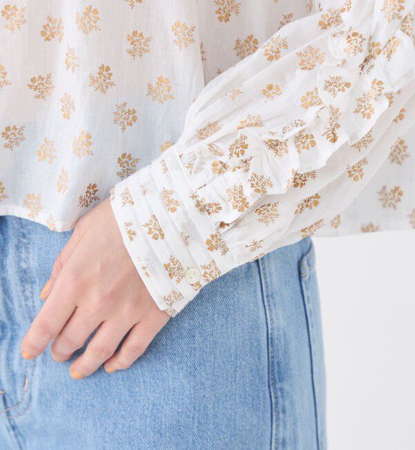 SOULEIADO「コットンボイルプリント ピンタックフリルブラウス」|シャツ・ブラウス|