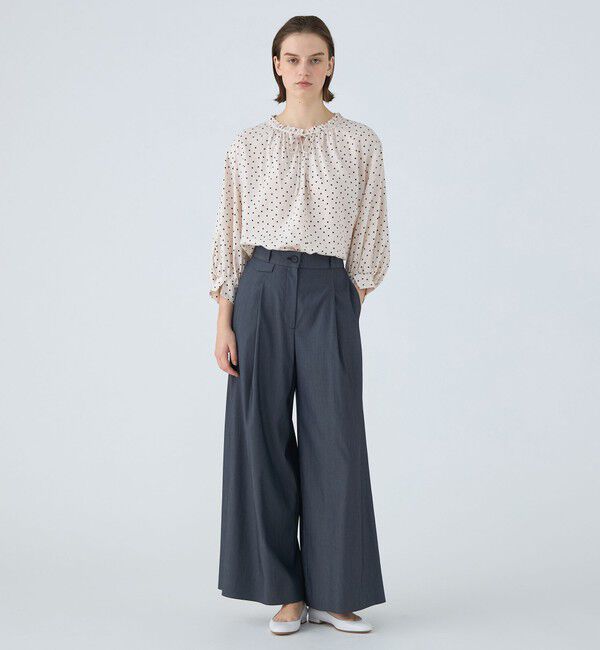 Ballsey「ドットプリント フリルネックブラウス」|シャツ・ブラウス|