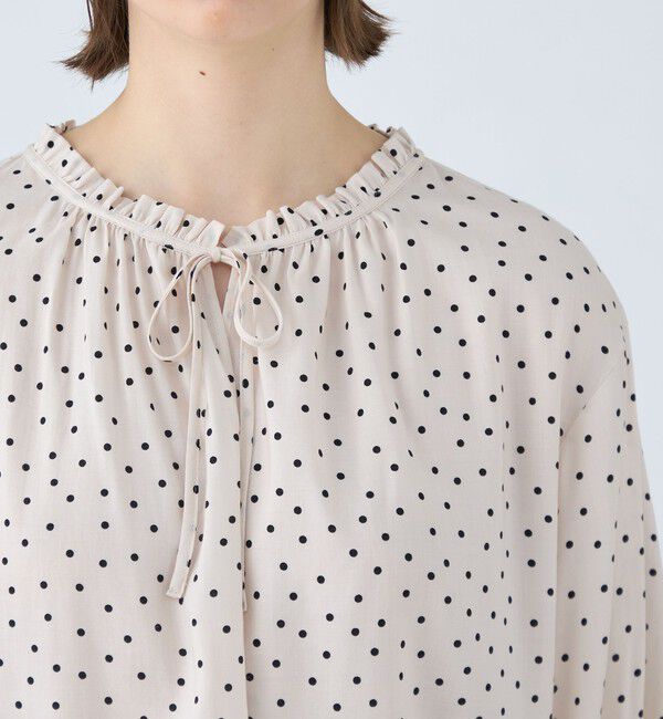 Ballsey「ドットプリント フリルネックブラウス」|シャツ・ブラウス|