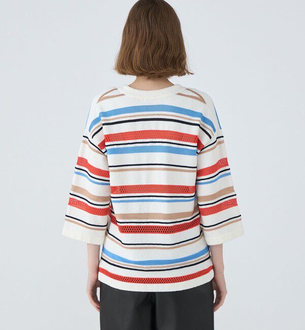 MACPHEE「パイルボーダー レースアッププルオーバー」|ニット・セーター|