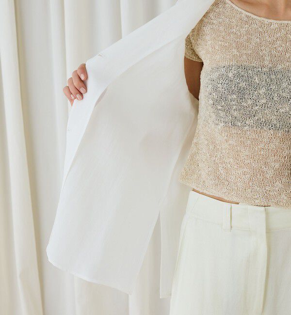 DES PRES「キュプラコットンストライプ シャツジャケット」|テーラードジャケット|