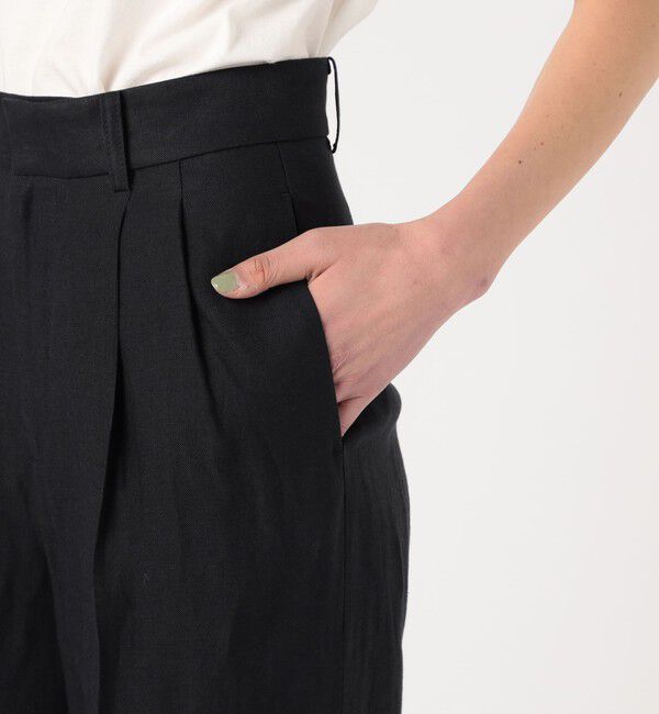 MACPHEE「リネンレーヨンツイル タックワイドパンツ」|スラックス|