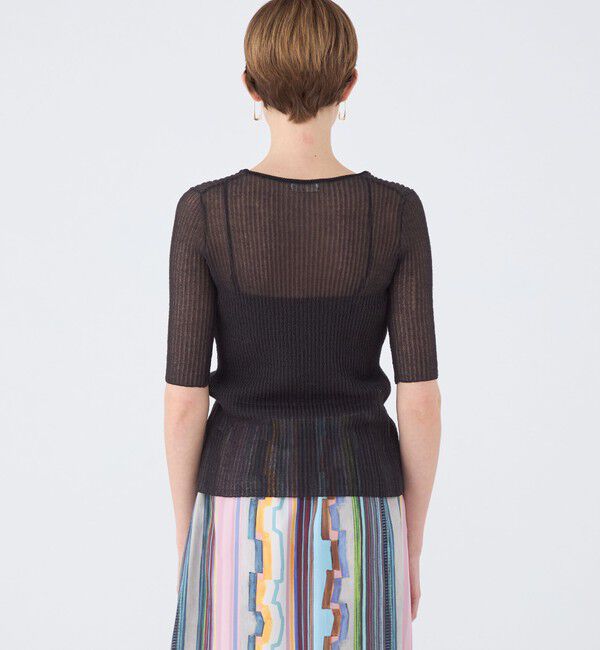 Ballsey「シアーダブルジャカード ハーフスリーブプルオーバー」|ニット・セーター|