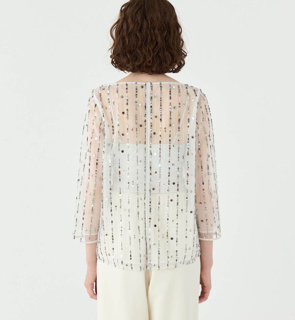 Ballsey「ドロップスパングルエンブロイダリー ボートネックブラウス」|シャツ・ブラウス|