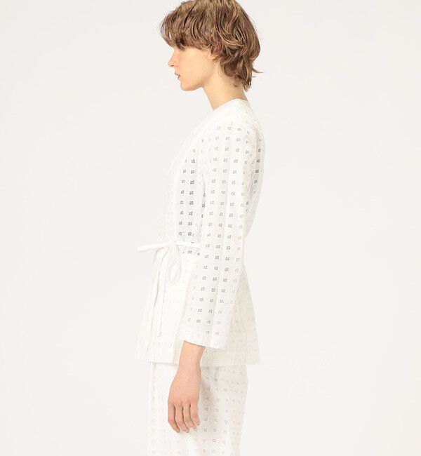 Ballsey「コットンエンブロイダリー Vカラージャケット」|ノーカラージャケット|