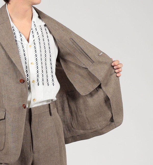 TOMORROWLAND MENS「リネン ヘリンボーン サファリジャケット」|テーラードジャケット|