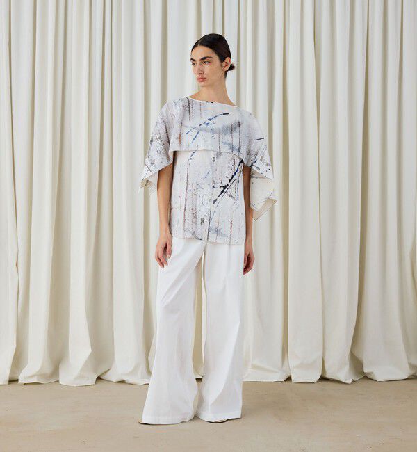 DES PRES「アブストラクトウォールプリント レイヤードブラウス」|シャツ・ブラウス|