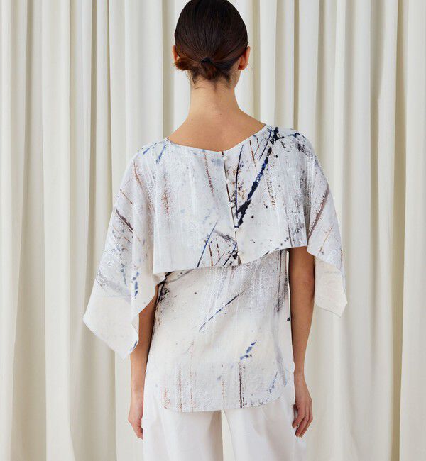 DES PRES「アブストラクトウォールプリント レイヤードブラウス」|シャツ・ブラウス|