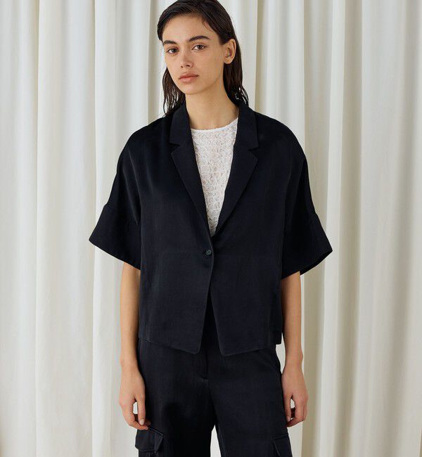 DES PRES「ソフトサテン ハーフスリーブジャケット」|テーラードジャケット|