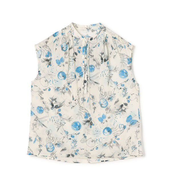 TOMORROWLAND collection「アップルフラワープリント ショルダーギャザーブラウス」|シャツ・ブラウス|64 ブルー系