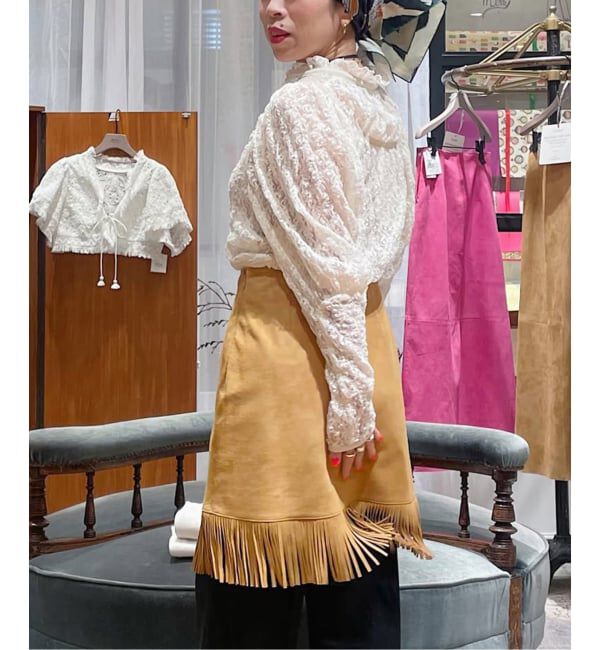IENA LA BOUCLE「IENA LA BOUCLE レザーフリンジミニスカート」|スカート|