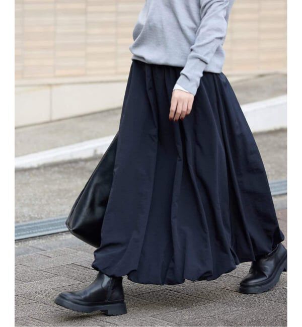 SLOBE IENA「《WEB限定/追加2》バルーンイージースカート」|スカート|ネイビー