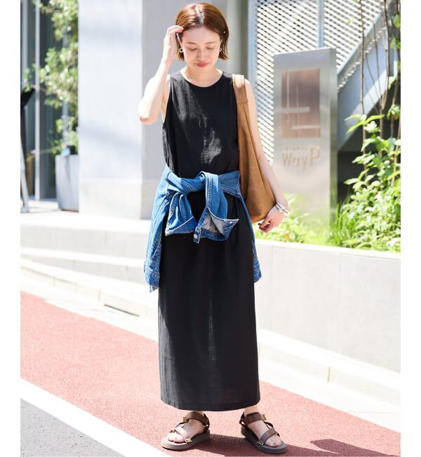 SLOBE IENA「《WEB限定/追加》リネンレーヨンノースリーブナローワンピース」|ワンピース|