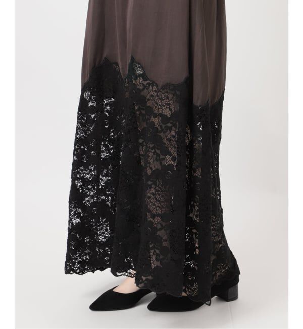 IENA LA BOUCLE「IENA LA BOUCLE R/Lサテンレースコンビキャミドレ」|ワンピース|