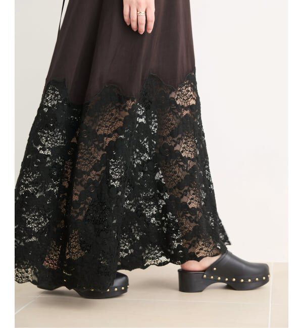 IENA LA BOUCLE「IENA LA BOUCLE R/Lサテンレースコンビキャミドレ」|ワンピース|