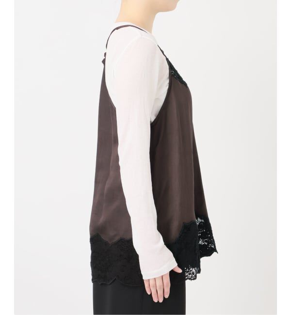 IENA LA BOUCLE「IENA LA BOUCLE R/Lサテンレースコンビキャミソール」|キャミソール|