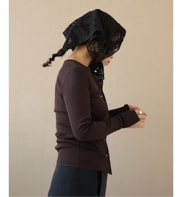 IENA LA BOUCLE「IENA LA BOUCLE R/Lサテンレースコンビバブーシュカ」|バンダナ・スカーフ|