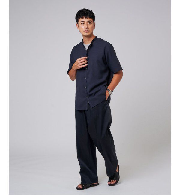 EDIFICE「"接触冷感＆吸水速乾" EVALET メッシュ バンドカラー シャツ」|シャツ・ブラウス|