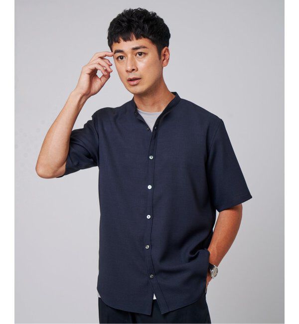 EDIFICE「"接触冷感＆吸水速乾" EVALET メッシュ バンドカラー シャツ」|シャツ・ブラウス|