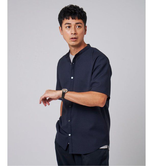 EDIFICE「"接触冷感＆吸水速乾" EVALET メッシュ バンドカラー シャツ」|シャツ・ブラウス|