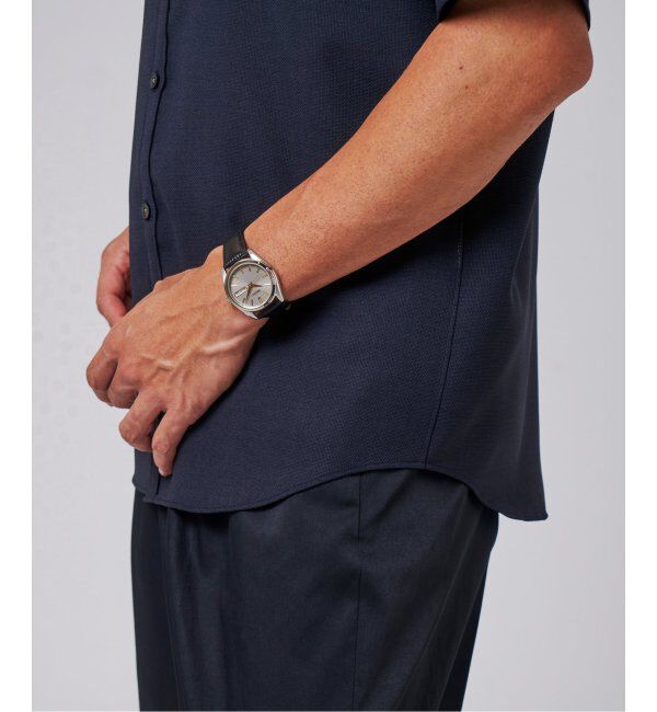 EDIFICE「"接触冷感＆吸水速乾" EVALET メッシュ バンドカラー シャツ」|シャツ・ブラウス|