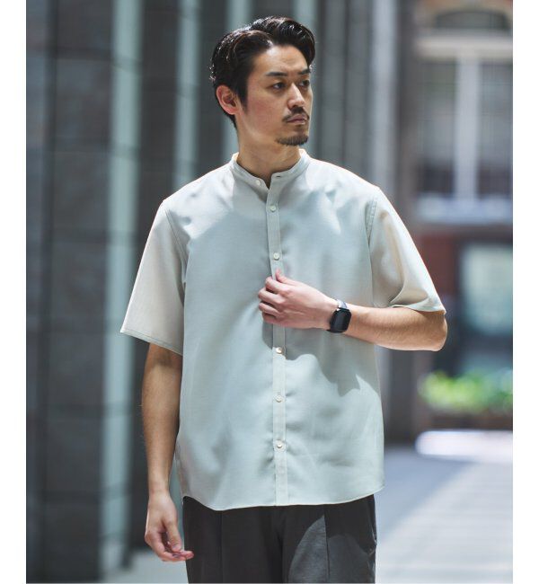 EDIFICE「"接触冷感＆吸水速乾" EVALET メッシュ バンドカラー シャツ」|シャツ・ブラウス|